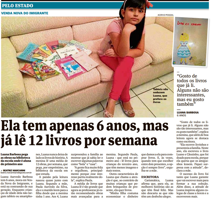 Ela tem apenas 6 anos, mas já lê 12 livros por semana