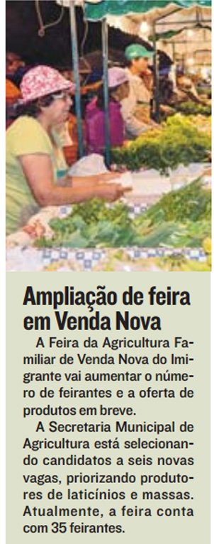 Ampliação de feira em Venda Nova