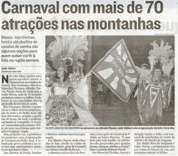 Carnaval com mais de 70 atrações nas montanhas