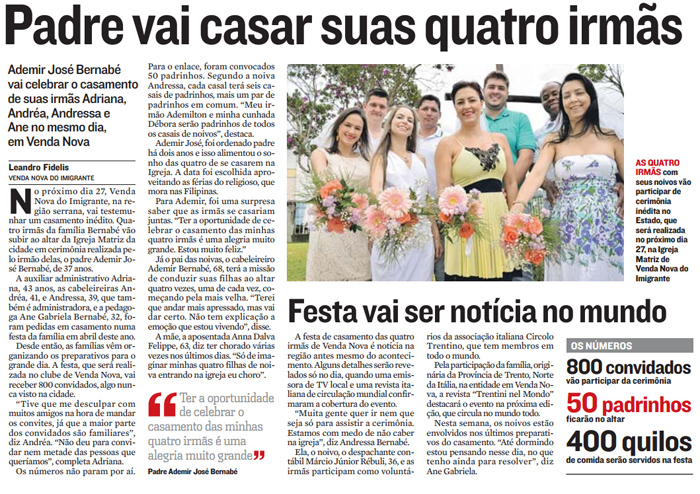 Padre vai casar suas quatro irmãs