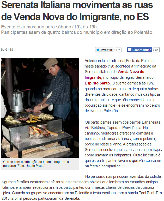 Serenata italiana movimenta as ruas de Venda Nova do Imigrante