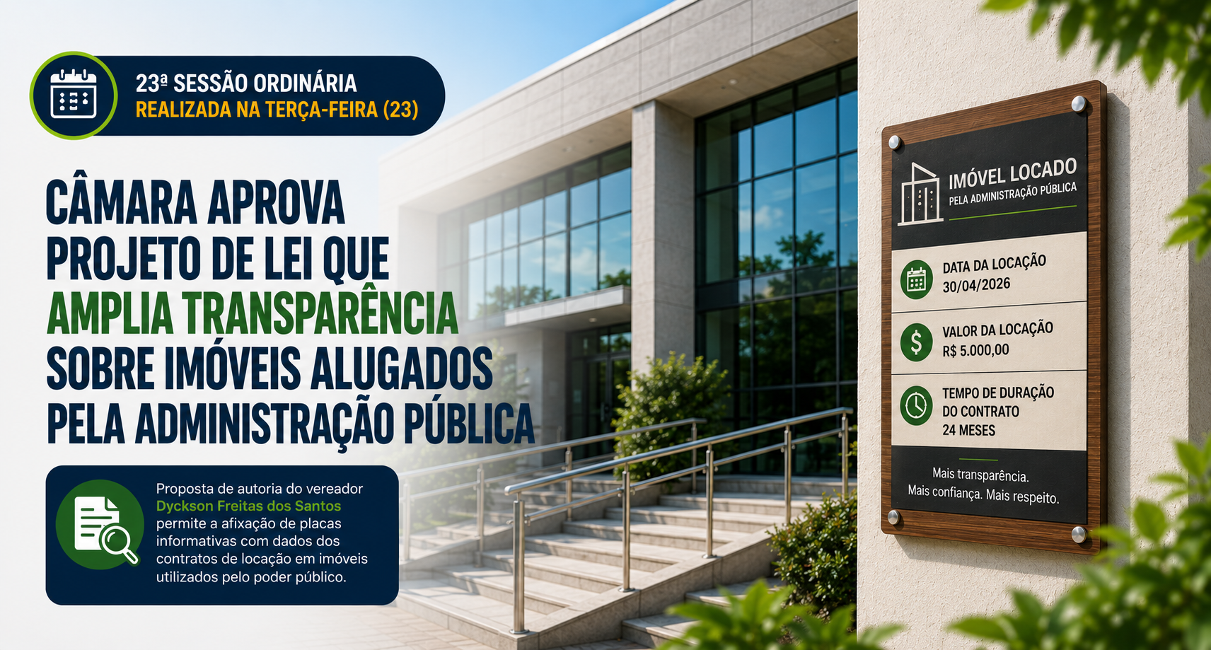 Imagem da notícia: Câmara aprova projeto que amplia transparência sobre imóveis alugados pela Administração Pública